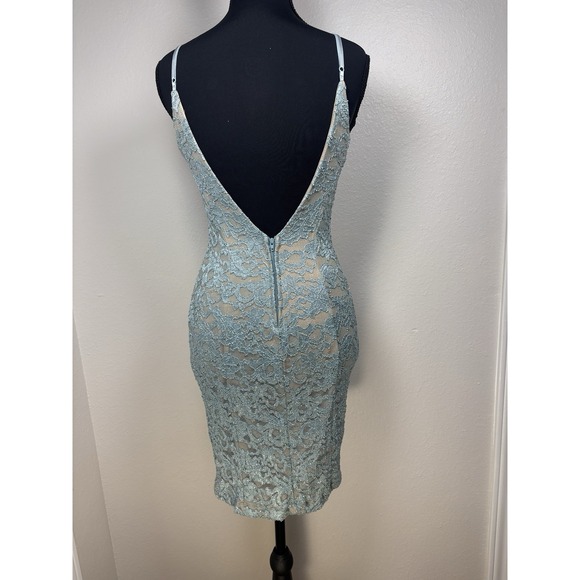 Honey and Rosie Y2K Lace Overlay Ethereal Bodycon Mini Dress S Blue Coquette - Picture 3 of 11